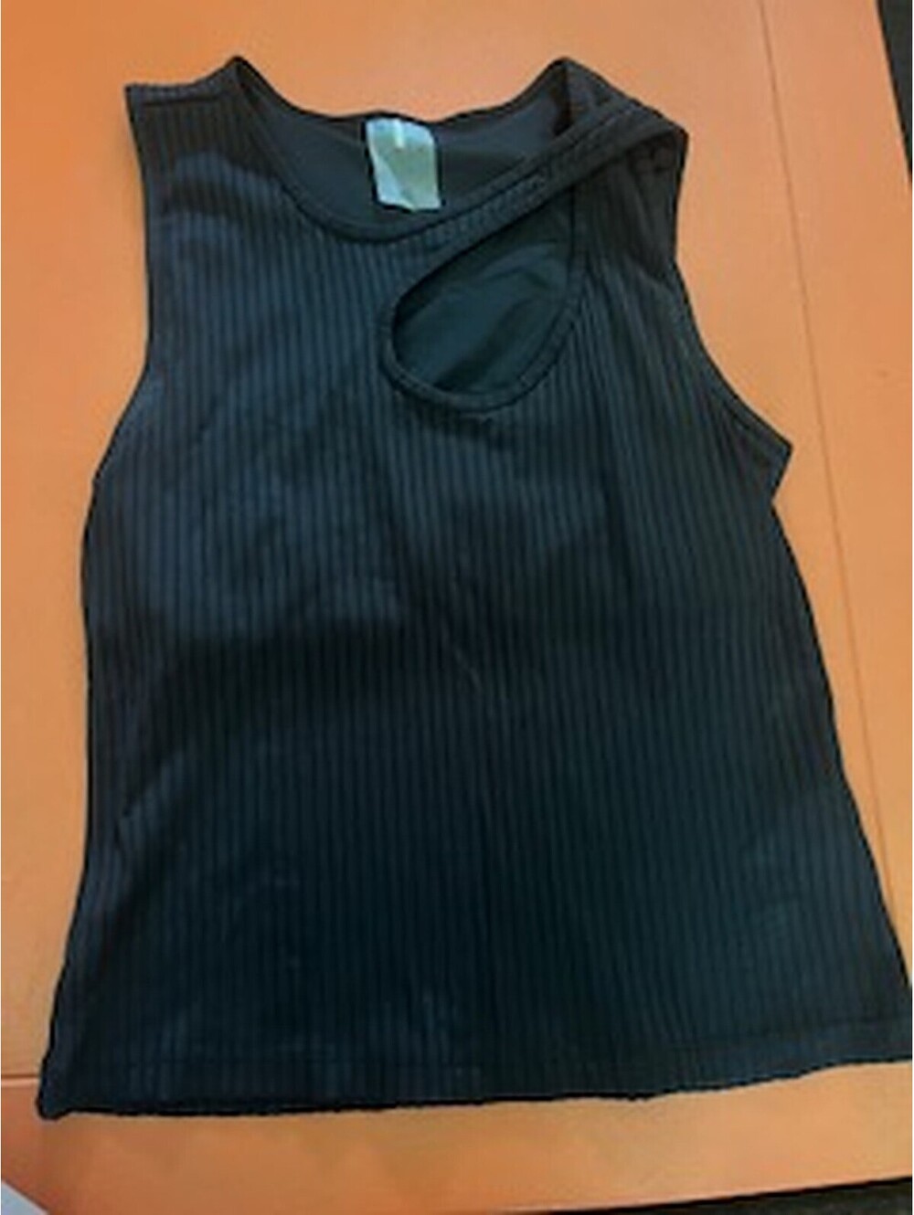 Black Ribbed One Shoulder Tank Top Size XS